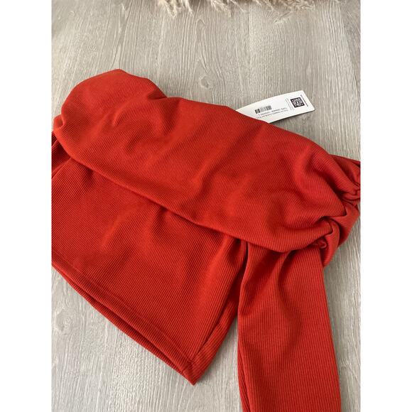 Rebdolls Shiloh Ribbed Off Shoulder Top Large Orange Long Sleeve - Picture 6 of 6